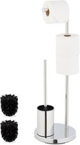 Cheqo® Vrijstaande Toiletbutler - Vrijstaand Toilet Butler - Zilver RVS
