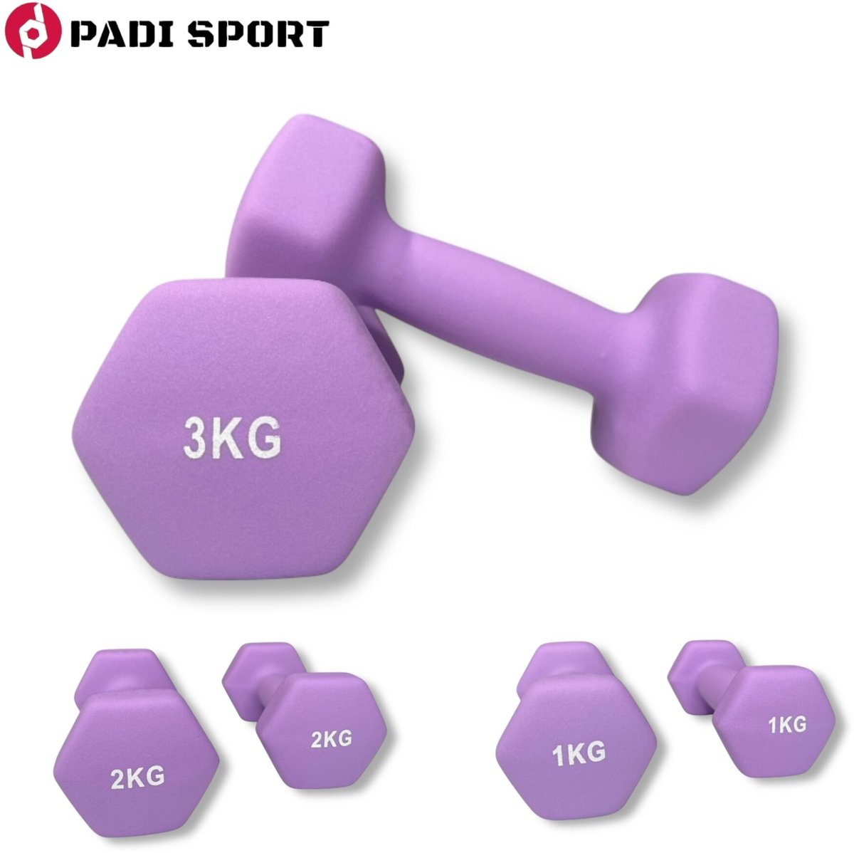 Padisport dumbellset paars - gewichten set - gewichten set halters - dumbells set - Gewichten 1 Kg - Dumbellset - Halterset - Gewichtjes Set 2 kg - Paars