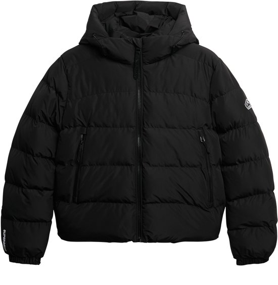 Superdry Hooded Sports Puffer Casual Winterjas Dames Zwart M/38
