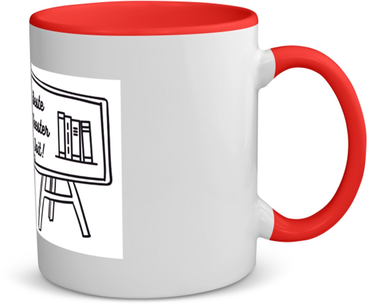 Akyol - beste meester ooit koffiemok - theemok - rood - Meester - meester - leraar - 350 ML inhoud