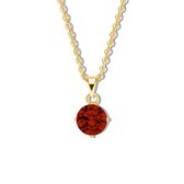 New Bling 9NB-1191 Collier en Argent avec Pendentif Zircone 5mm - Rouge - Lien Ancre - 1.6mm - 40+5cm - Argent - Plaqué Or/ Or sur Argent