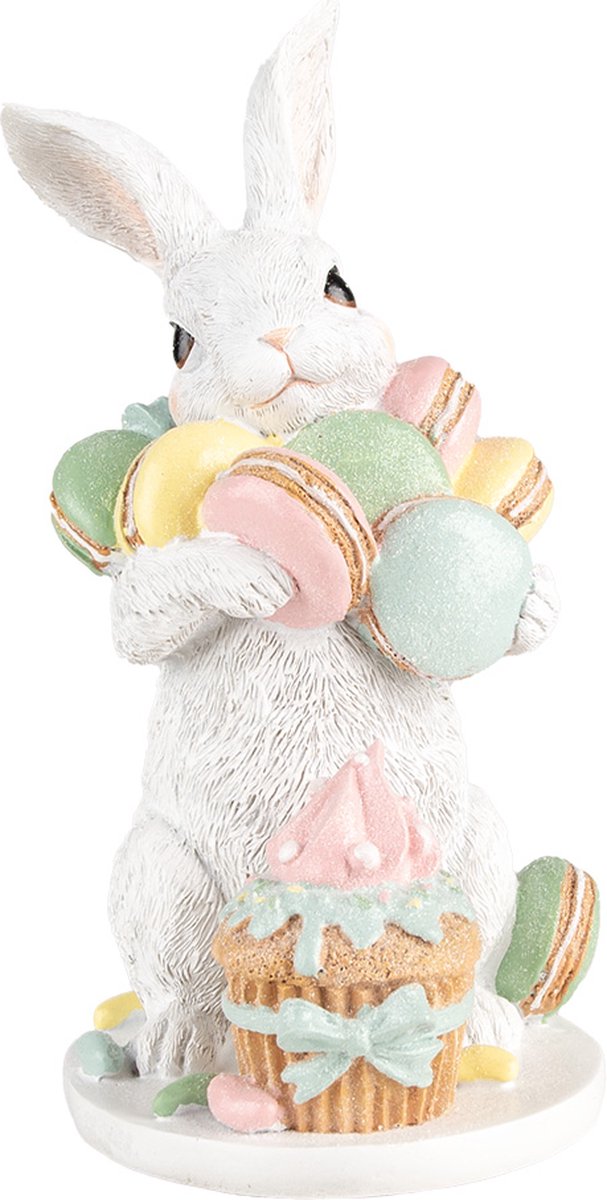 Decoratie Beeld Konijn 25 cm Wit Kunststof Macarons