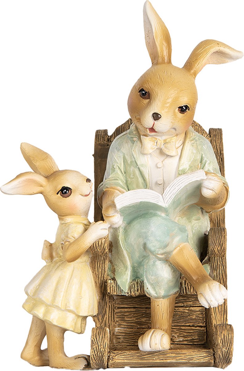 Decoratie Beeld Konijnen 12x11x17 cm Beige Kunststof
