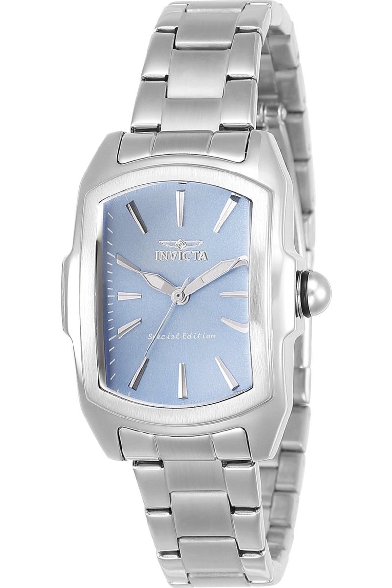 Invicta Lupah 24114 Dames Horloge - Waterdicht - Analoog - Quartz Uurwerk - Roestvrij Staal met blauwe Wijzerplaat - 29mm