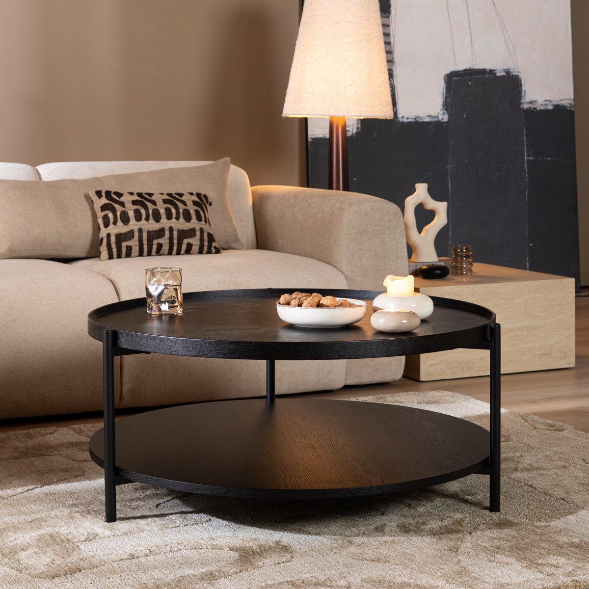 Bronx71 Salontafel Rio Ø90 cm zwart eiken - Salontafel rond