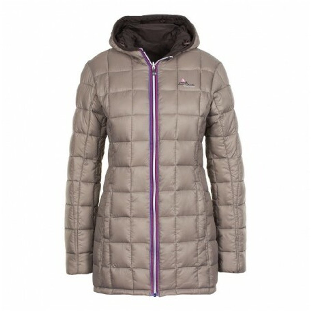 Reversible lange skijack voor dames Peak Mountain Awill Kastanje/tape