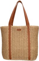 Cabas Beagles Tenerife - Rotin - Poche zippée - Pratique - Sac fourre-tout - Nature