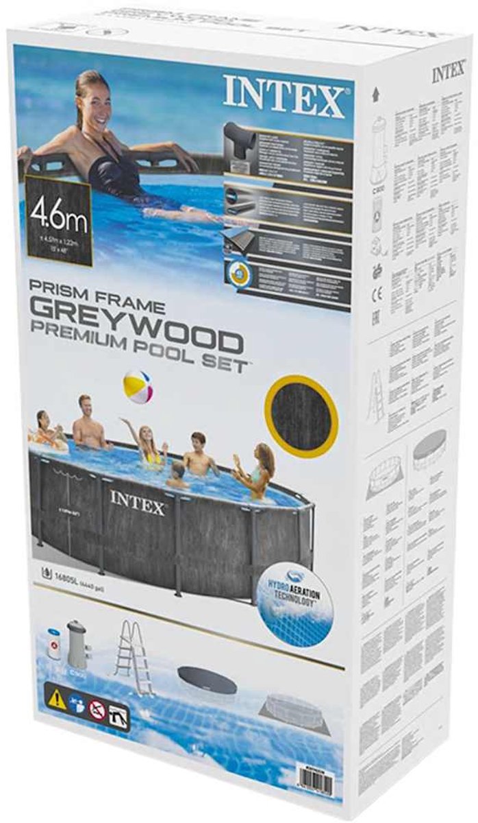 Intex Greywood Prism Frame zwembadset met filterpomp - Ø 457 x 122 cm