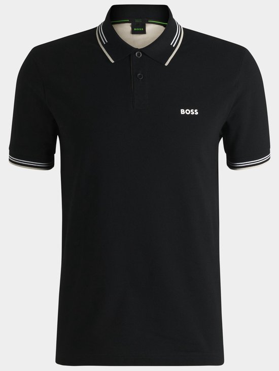 Tipped Collar Polo Shirt - Black