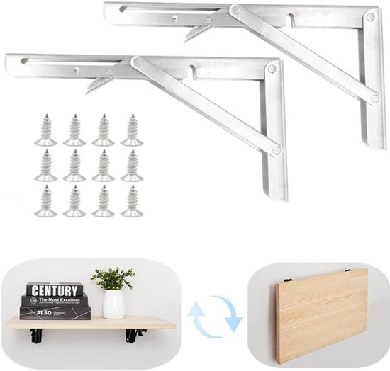 2 STKS opvouwbare plank beugels - zware metalen opvouwbare plank beugel voor bank tafel, plank scharnier muur gemonteerd ruimte opslaan DIY beugel (wit 2 STKS opvouwbare plank beugels - zware metalen opvouwbare plank beugel voor bank tafel, plank scharnier muur gemonteerd ruimte opslaan DIY beugel (wit
