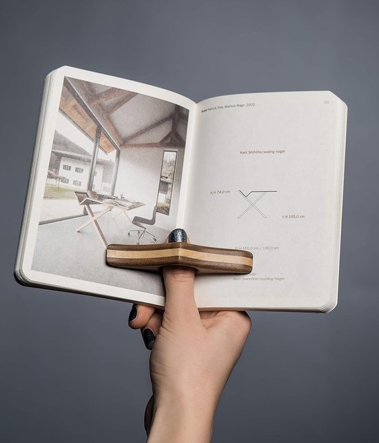 Marque-page ergonomique en bois pour une lecture confortable à une main M