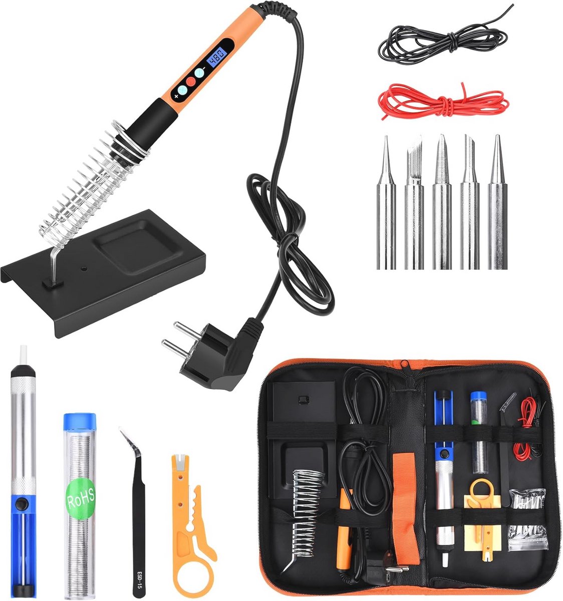 Professionele Soldeerboutset met Temperatuur Instelling van 180 tot 500 °C - Compleet Met Soldeerdraad en Accessoires