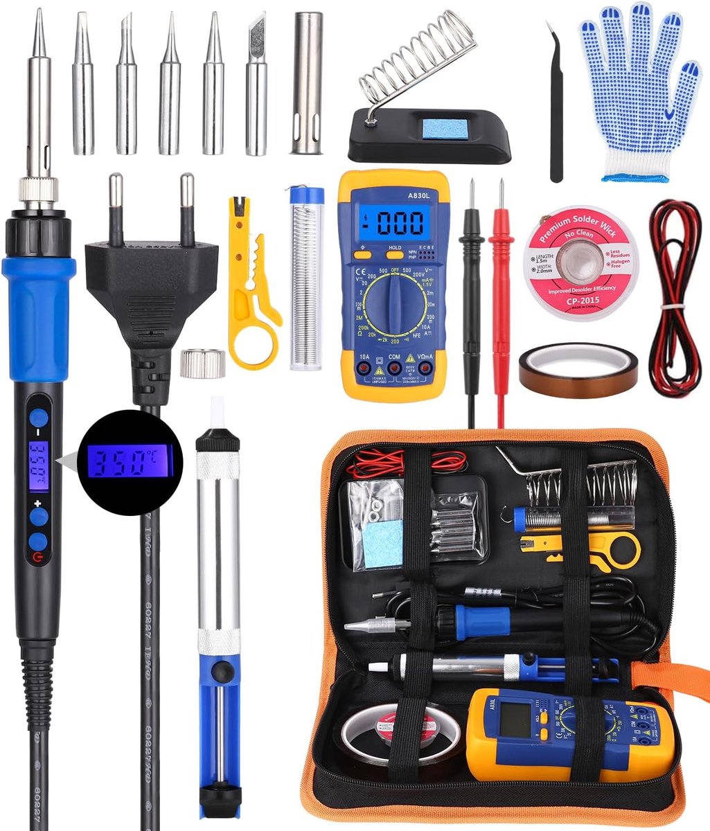 Soldeerboutset met Instelbare Temperatuur en Multimeter - 60W