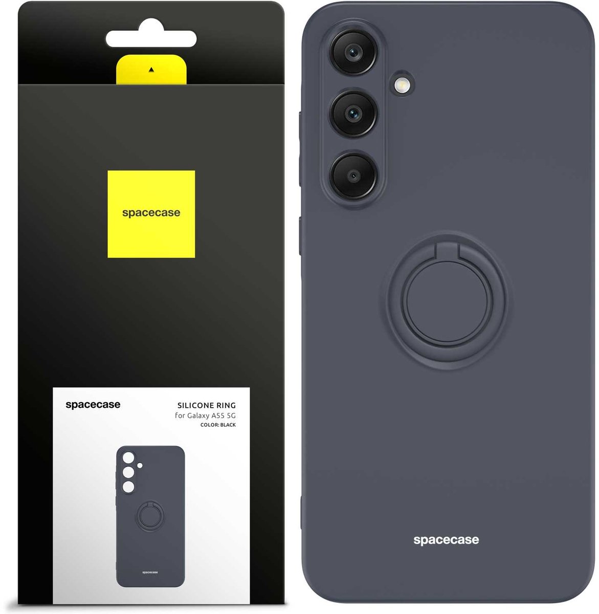 Spacecase Siliconen Case Ring Voor Samsung Galaxy A55 5G Zwart