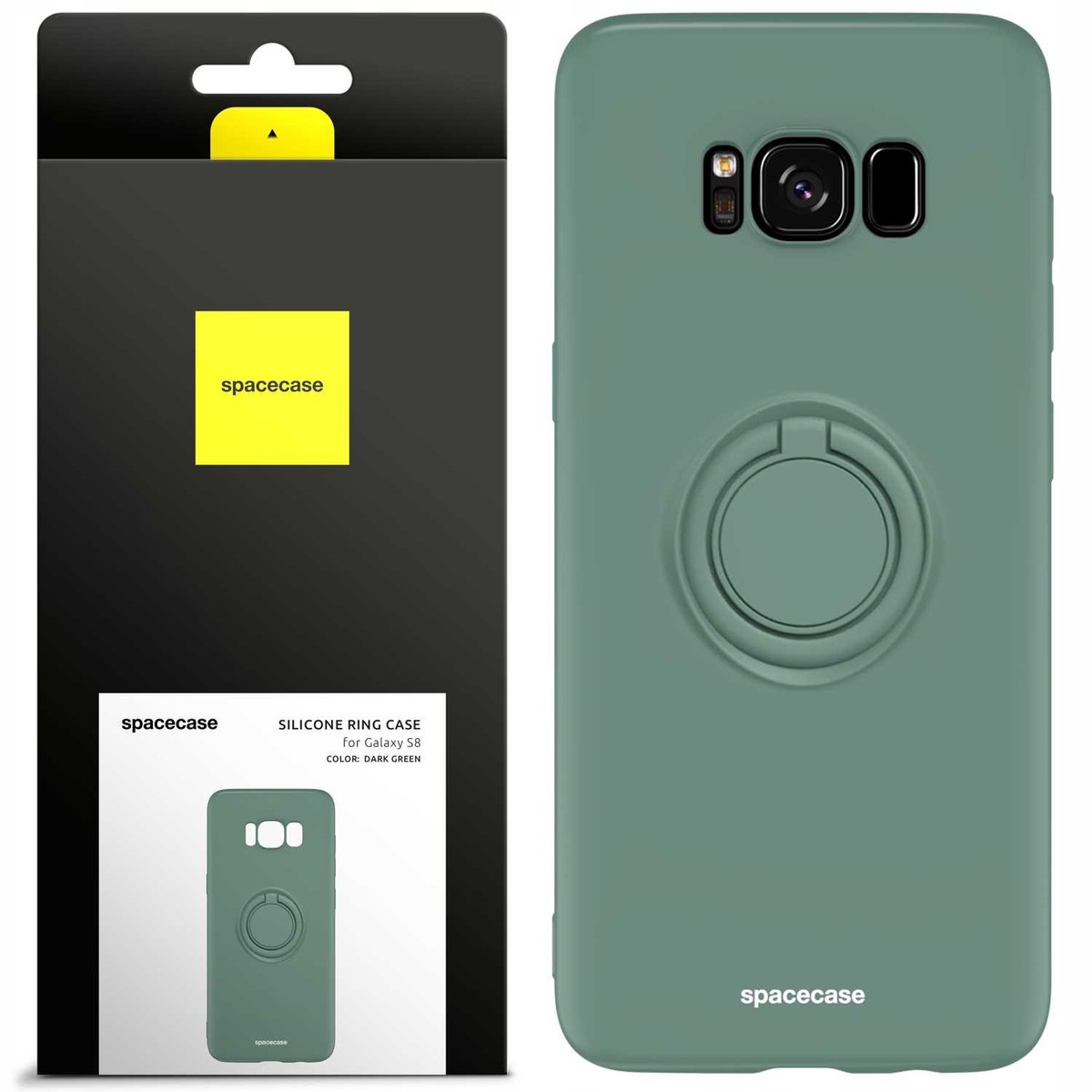 Spacecase Siliconen Hoesje Ring Galaxy S8 Telefooncover Groen