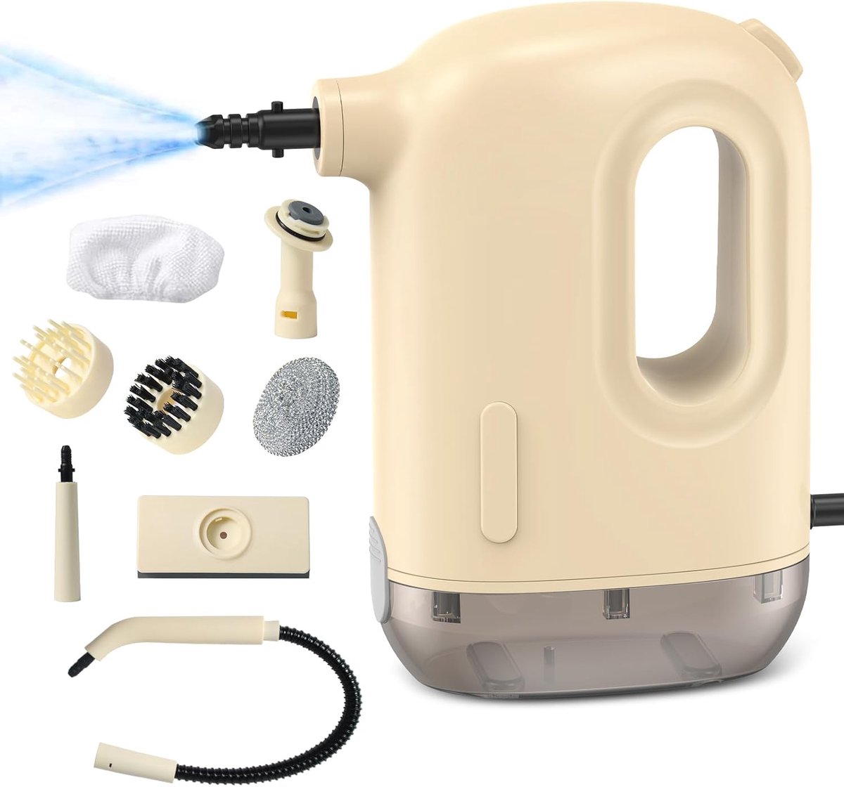 Multifunctionele stoomreiniger met 1200W, 300ml tank en 8 accessoires voor vloer, meubels en tapijten