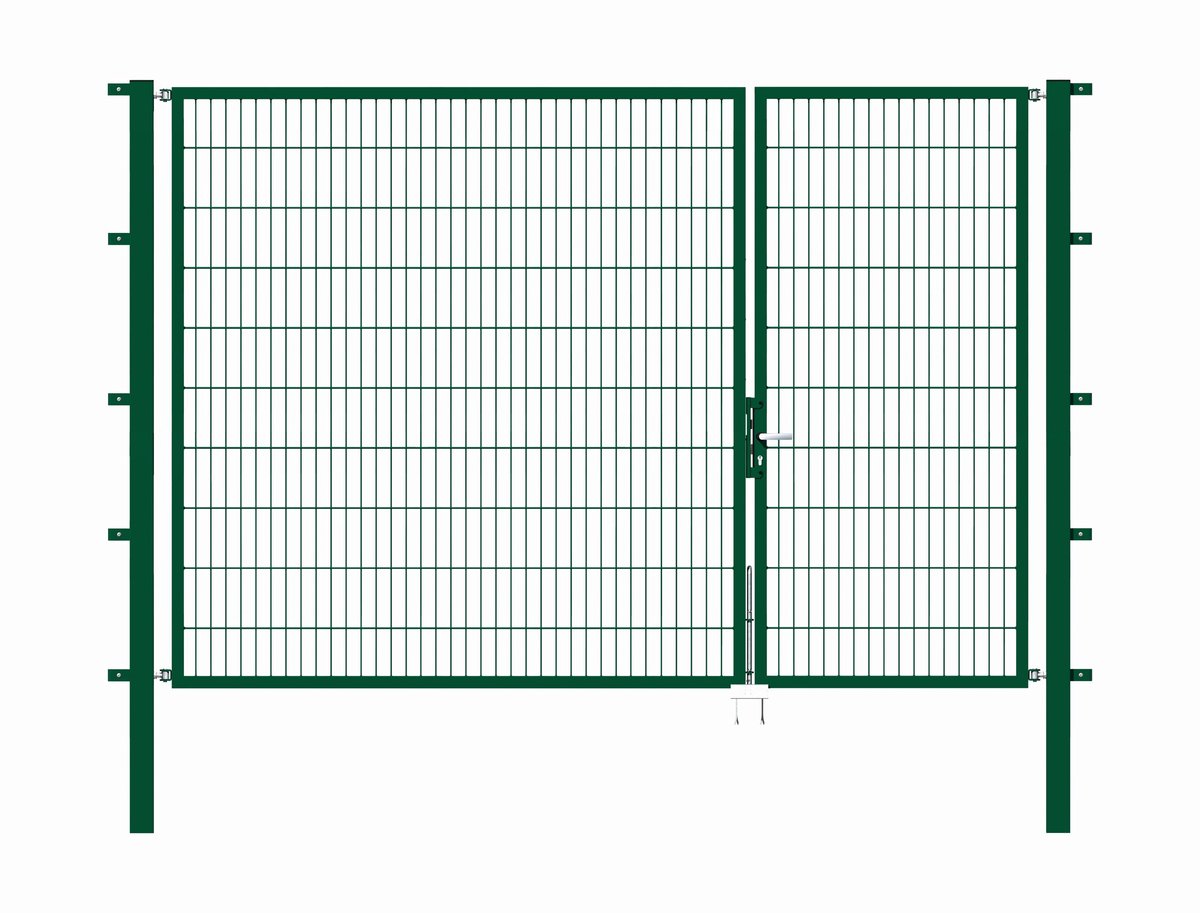 Alberts 646899 Dubbele poort Flexo met toebehoren, groen, breedte 100 + 200 cm, hoogte 200 cm