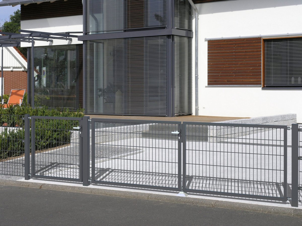 Alberts 647018 Dubbele poort Flexo met toebehoren, antraciet, breedte 100 + 200 cm, hoogte 140 cm