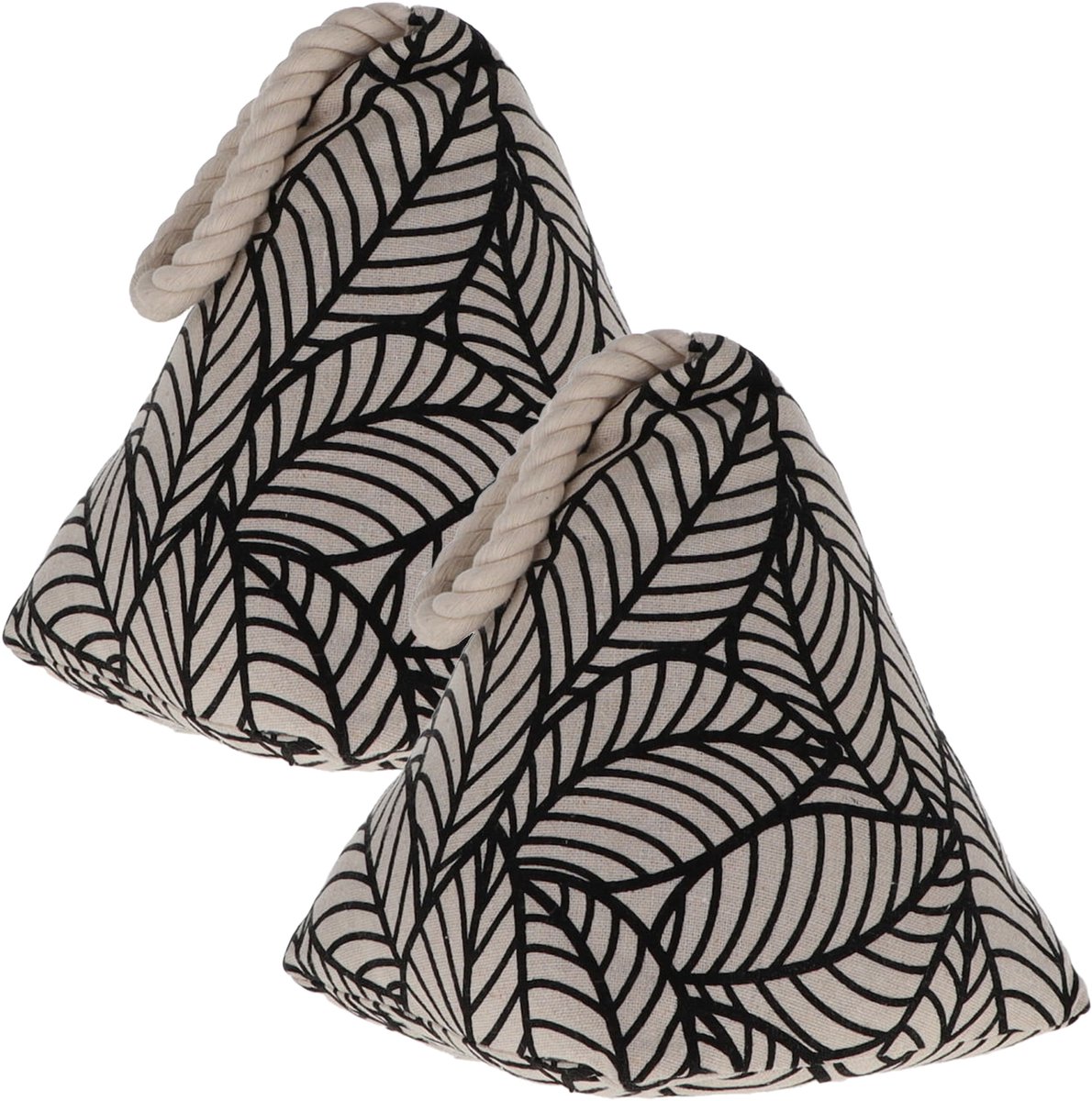 Luance Deurstopper - 2x - 1 kg - beige - stof - zwarte jungle print - 15 cm - deurstop
