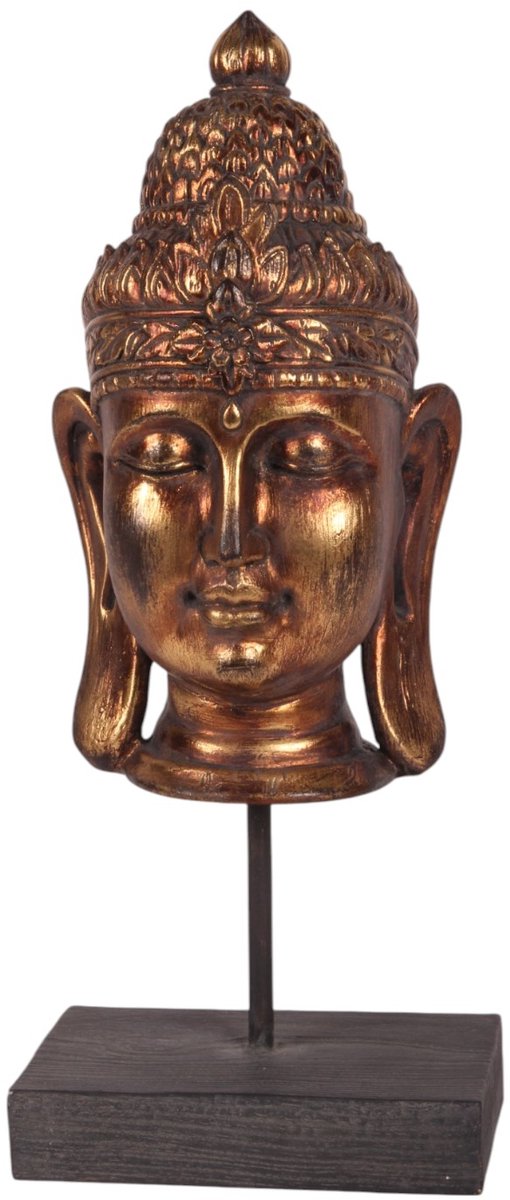 Baroque - Decoratief beeld of figuur - Boeddha op standaard resin 36.5 cm - 36.5x15x9.5 - Polyresin