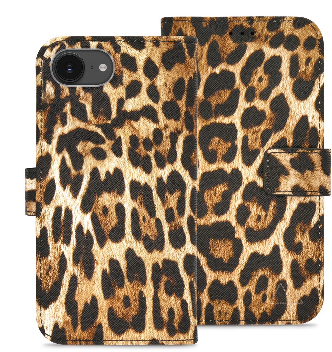 My Style Telefoonhoesje geschikt voor Apple iPhone 16e Hoesje | My Style Flex Wallet Bookcase Portemonnee | Pasjeshouder voor 3 Pasjes | Telefoonhoesje voor Pinpas / OV Kaart / Rijbewijs - Wild Leopard | Bruin