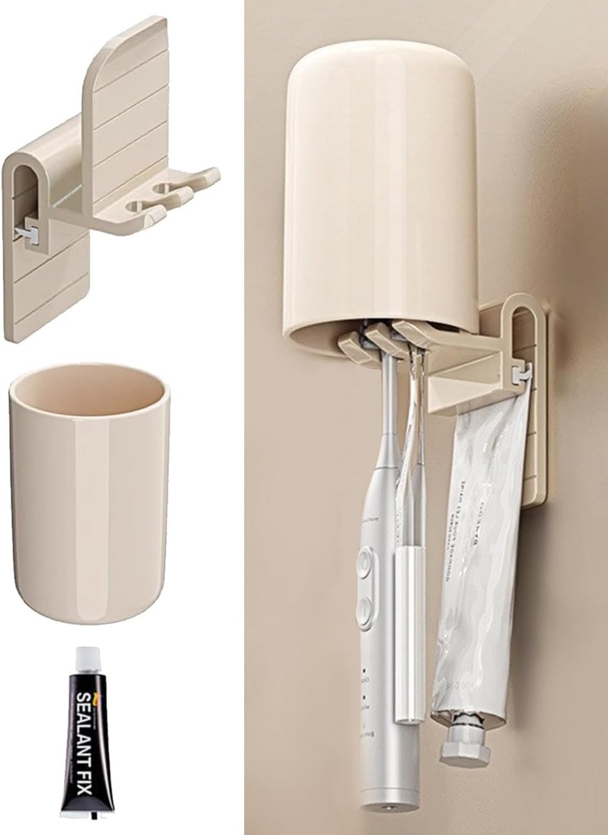 My Ninki ® Tandenborstelhouder voor Wandmontage met Multifunctioneel Design en Gemakkelijke Installatie zonder Boren