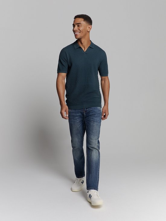 Pullover Short Sleeve Polo V Solid Jacquard