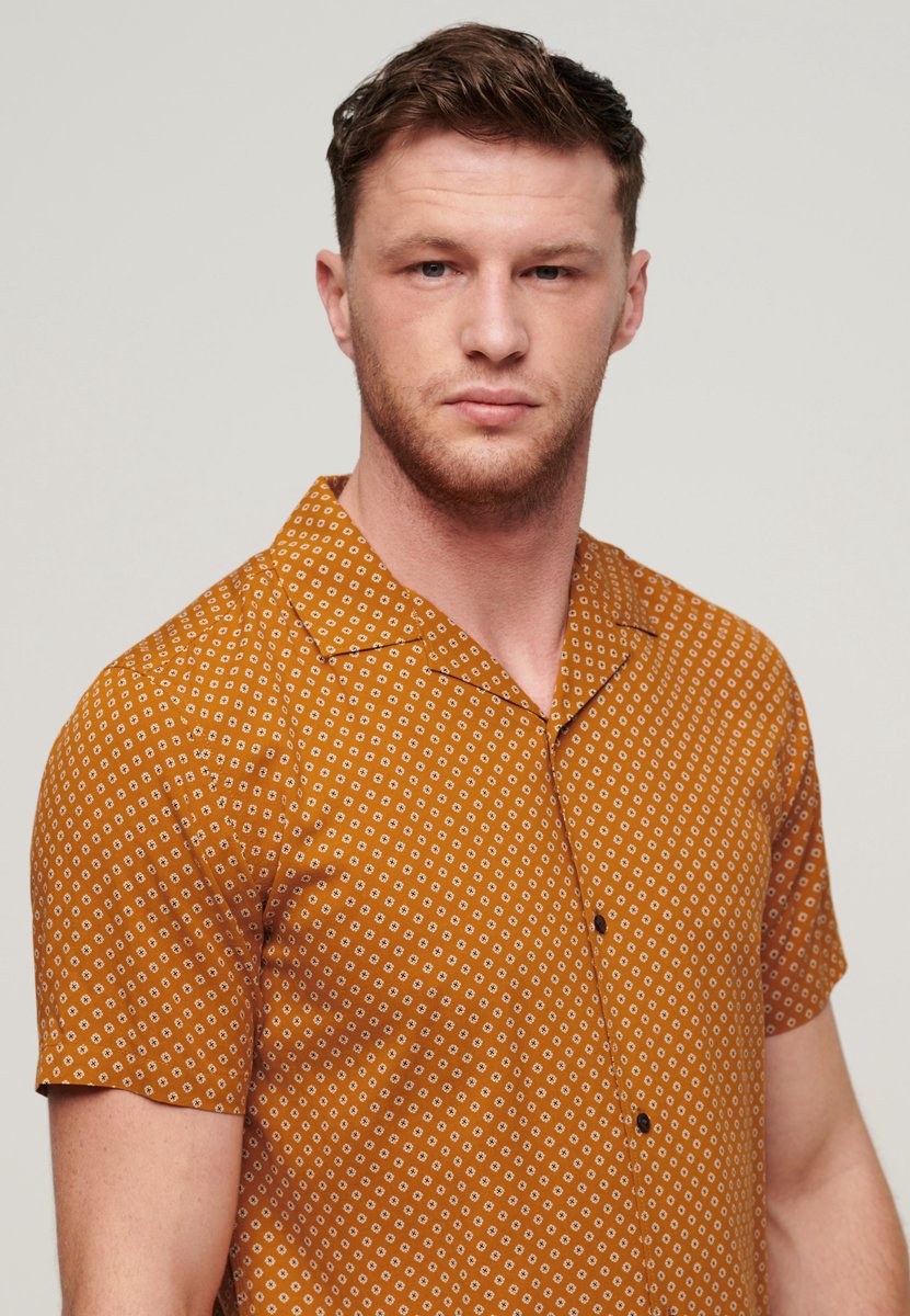 Superdry Overhemd Short sleeve Geo Tan Print – Heren Overhemden Casual Oranje