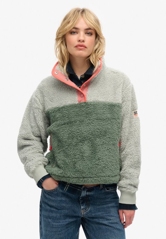 Superdry - Superzachte kraagloze Mash Up trui - Dames - Truien