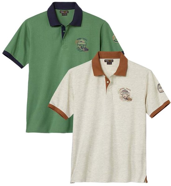 ATLAS FOR MEN - Set van 2 piqué polo’s - Heren - Verkrijgbaar in grote maten - 5XL