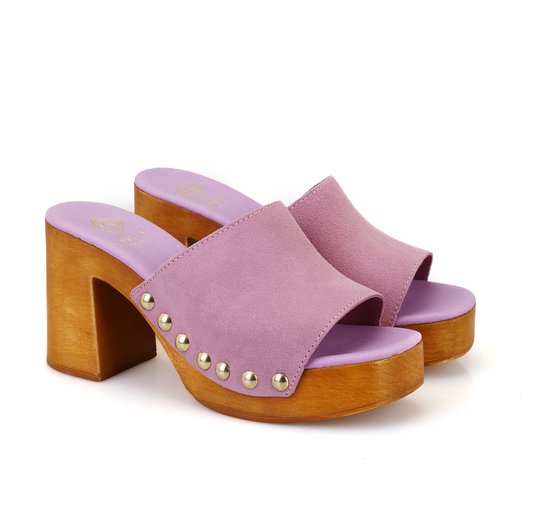 DESA Pantoufles Daim Lilas Femme Astuce de chaussure: ouvert Taille: 38 EU