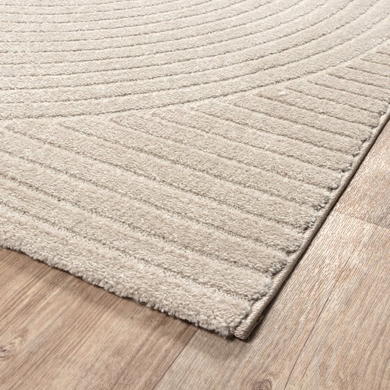 le tapis Everest - tapis moderne à poils courts pour salon et chambre à coucher avec effet haut-bas, effet 3D, haute densité de poils et agréablement doux, Beige, 120 x 170