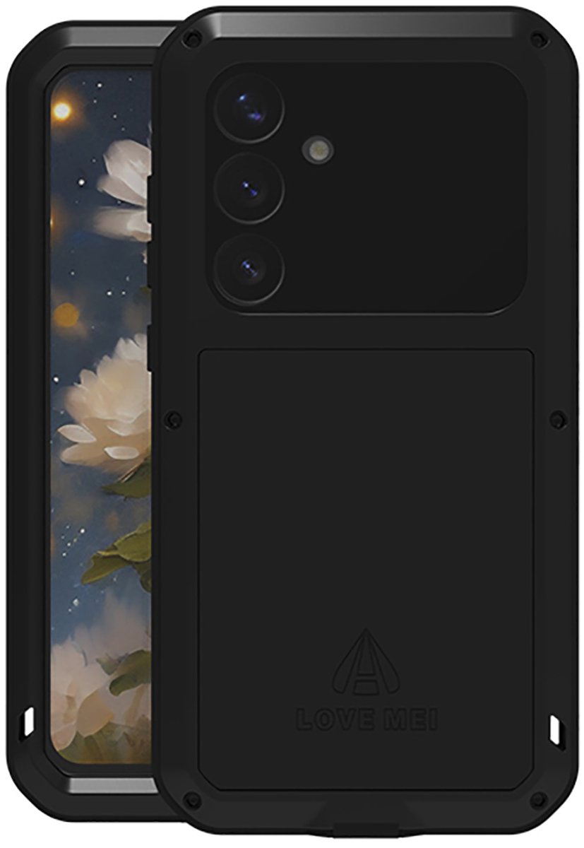 Love Mei Case geschikt voor Samsung Galaxy S25 Plus (S25+) - Metalen Extreme Protection Hoes - Zwart
