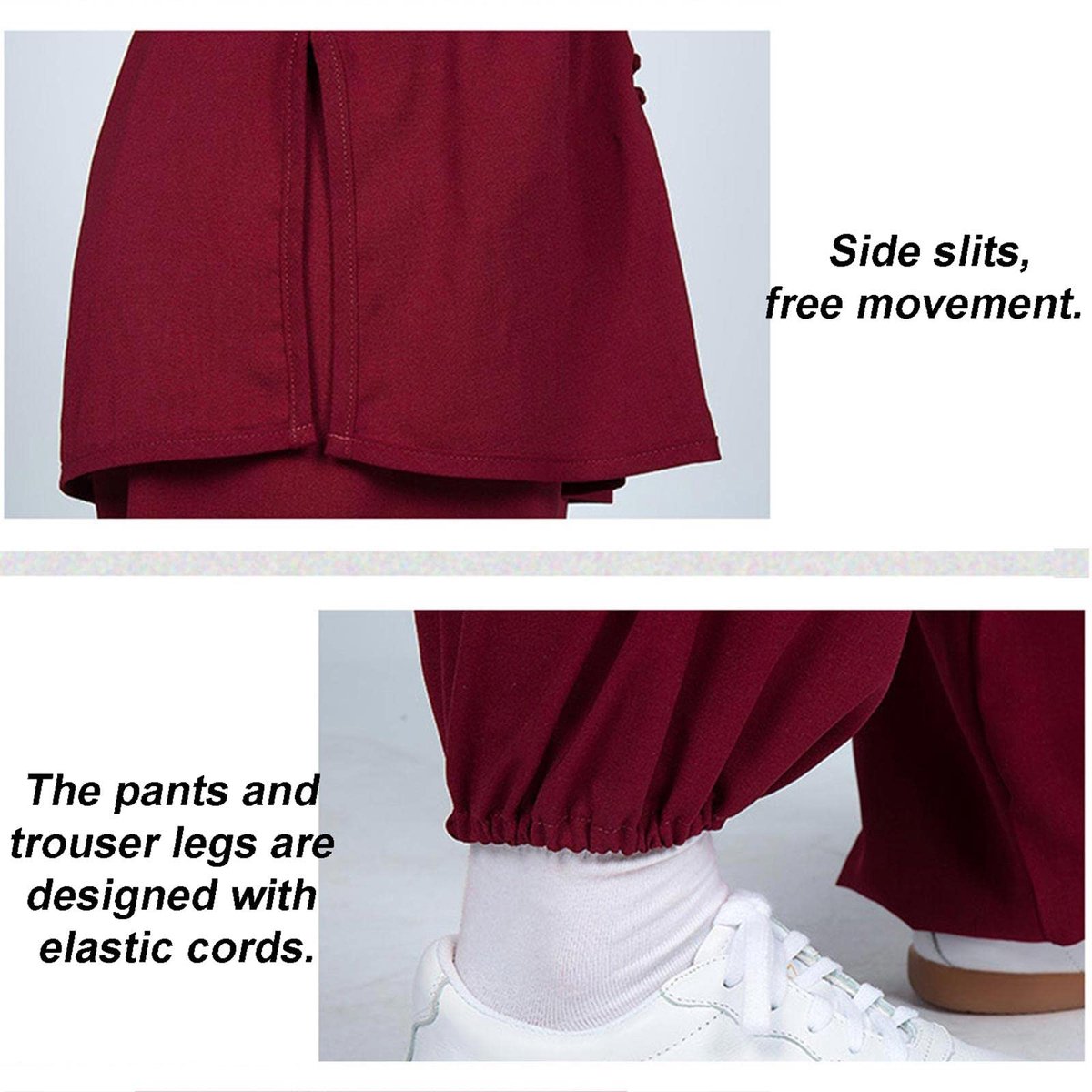 Senza Marchio HFCY Chinese traditionele Kung Fu-kleding Tai Chi Uniform nen Martial Arts Sets Wing Chun Taekwondo Kleding Meditatie Yoga Uniform Rood-L