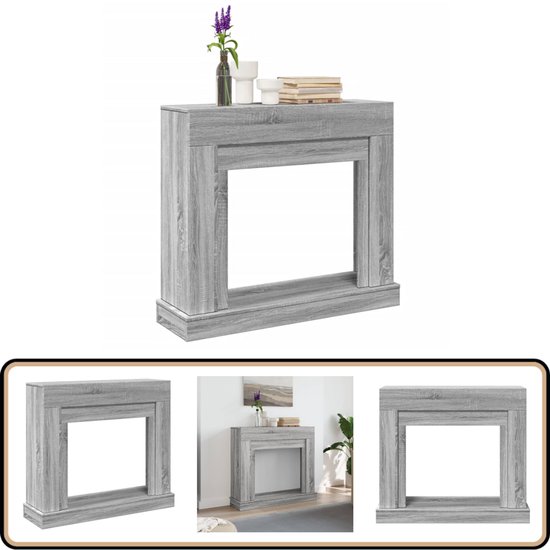 Cadre De Cheminée Gris 90x30x90 Cm Bois D'ingénierie