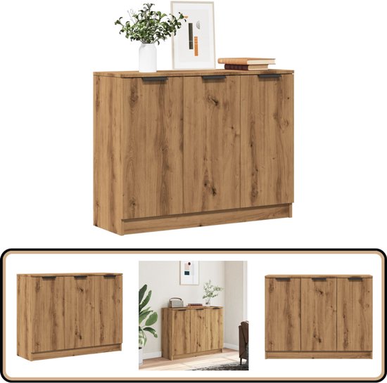 vidaXL Dressoir 90,5x30x70 cm bewerkt hout artisanaal eikenkleur, kast, opbergkast, bijzetkast, wandkast, houten kast, opslagkast, kasten, wandkasten