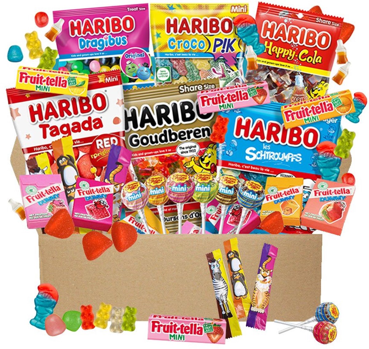 Candy Party snoepdoos - 134 stuks - snoepmix van Haribo, Chupa Chups, Mentos, Fruit-tella & Look-O-Look - 2697g
