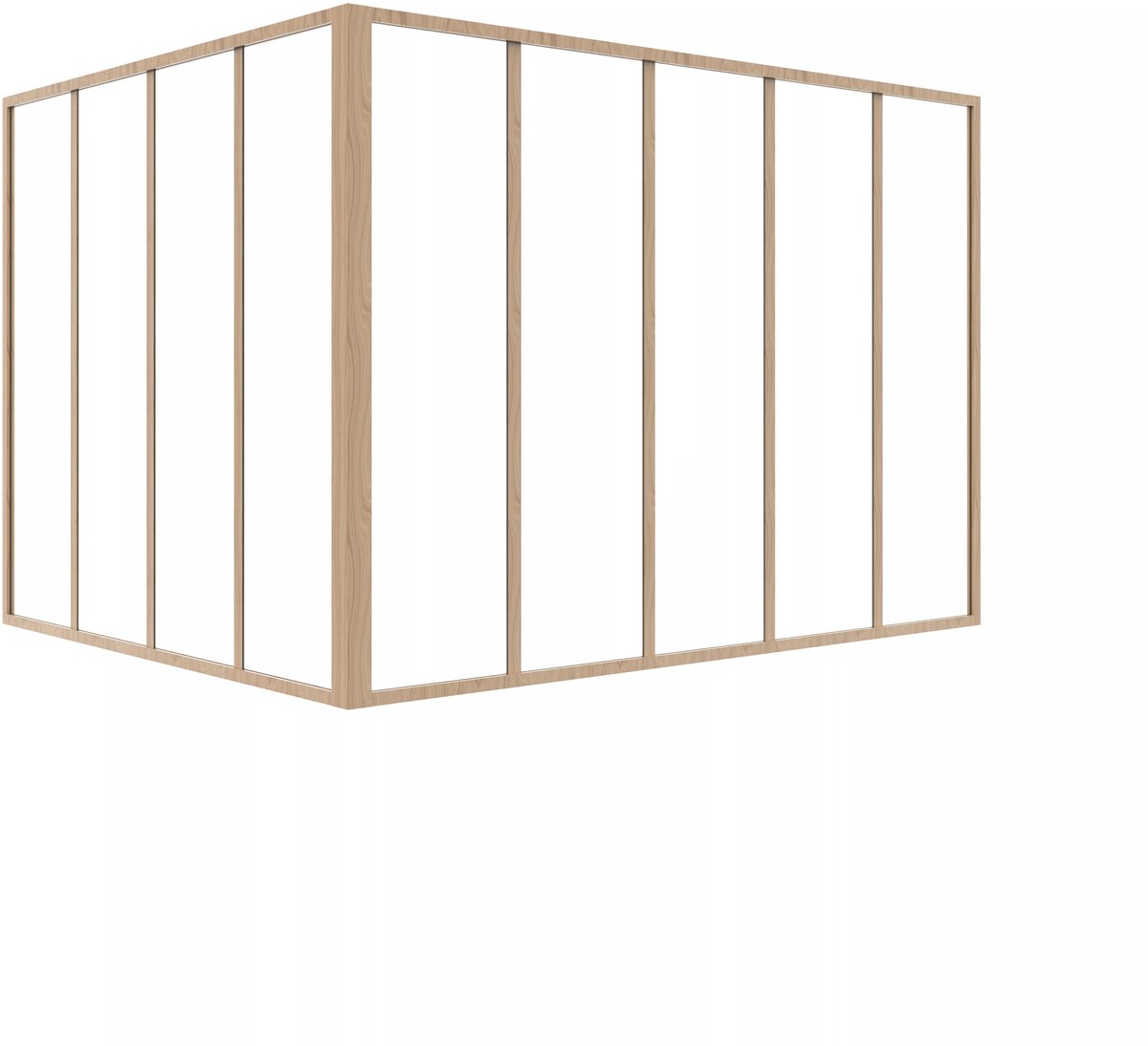 Vente-unique Hoekraam werkplaats van gepoedercoat aluminium - L150 x B120 x H105 cm (B x H) -Licht naturel - BAYVIEW