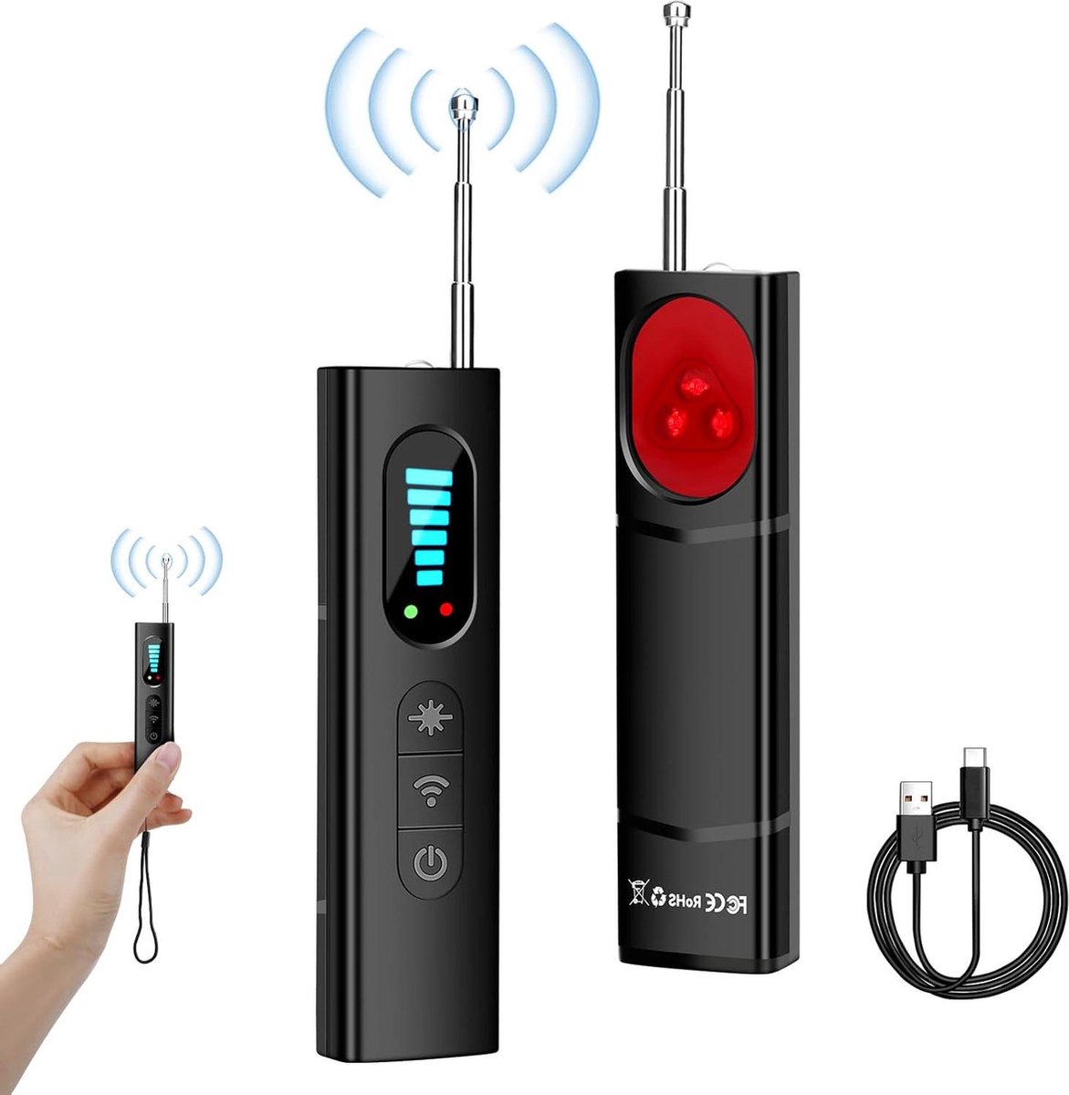 Cameradetector GPS-locatiesignaaldetector met 5 gevoeligheidsniveaus voor thuiskantoor en reizen
