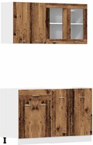 vidaXL - 4 pièces - Ensemble d'armoires de cuisine - décoré - bois - ancien - couleur bois