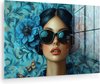 Femme, Papillons, Bleu