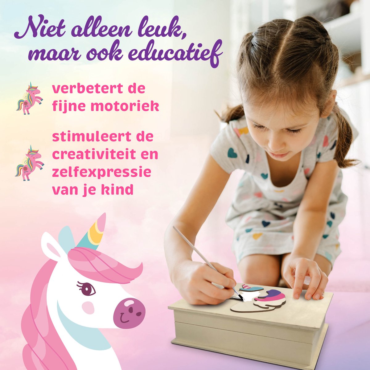 Unicorn Knutselen voor Kinderen - Schilder- en Modepakket met Sieradendoosje, Inclusief Tekenpakketten, Stickers en Pixelpakketten - Joya Creative — afbeelding 8