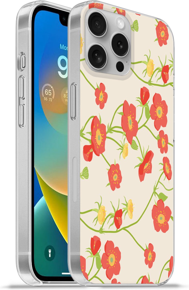 Telefoonhoesje Geschikt voor Apple Iphone 16 Pro Max hoesje - Bloem - Veldbloemen - Patronen - Siliconen Telefoonhoesje Telefoonhoesje