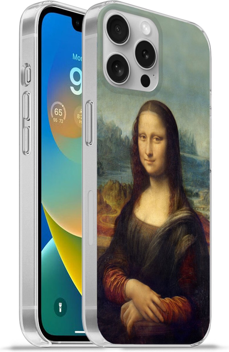 Telefoonhoesje Geschikt voor Apple Iphone 16 Pro Max hoesje - Mona Lisa - Da Vinci - Schilderij - Siliconen Telefoonhoesje Telefoonhoesje