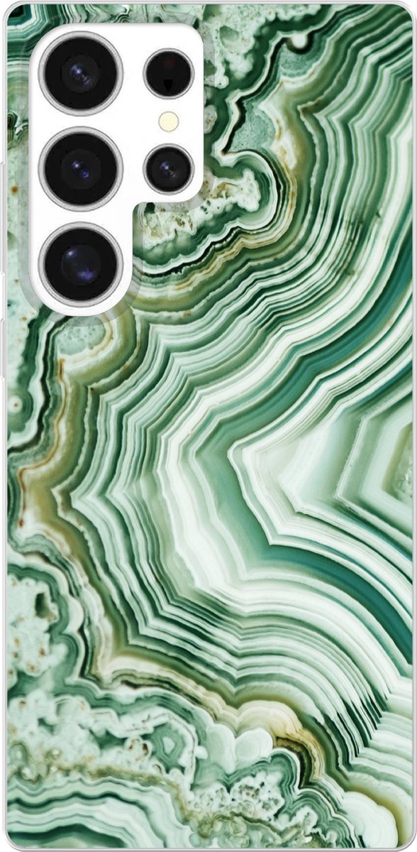 Telefoonhoesje Geschikt voor Samsung Galaxy S25 Ultra hoesje - Natuurstenen - Groen - Gesteenten en mineralen - Siliconen Telefoonhoesje Telefoonhoesje