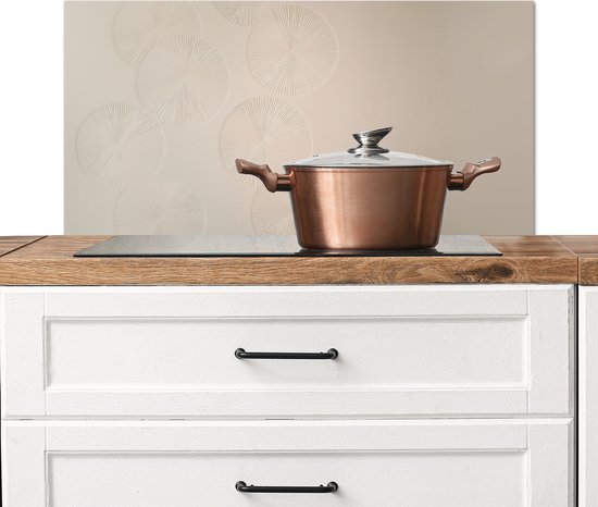 Crédence de Cuisinière en Aluminium 80x40 cm - Japandi - Beige - Moderne - Écran Pare-éclaboussures pour Plaque de Cuisson - Protection Murale