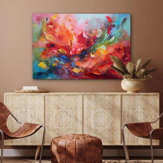 Tableau aluminium 90x60 cm - Décoration murale métal - Peinture à l'huile - Art - Abstrait - Coloré - Décoration murale métal salon - Décoration industrielle - Photo sur dibond - Accessoires industriels chambre