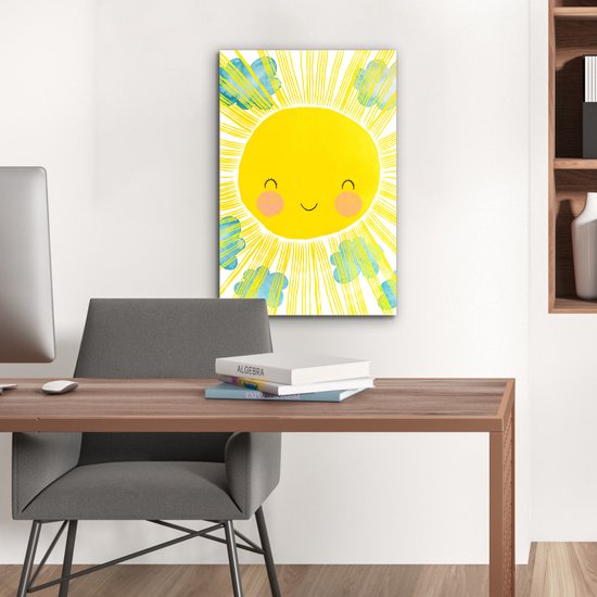 Décoration murale Métal - Peinture Aluminium Industrielle - Soleil - Jaune - Enfants - Illustration - 40x60 cm - Dibond - Photo sur aluminium - Décoration murale industrielle - Pour le salon / chambre