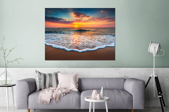 Décoration murale Métal - Peinture Aluminium Industrielle - Plage - Mer - Coucher de soleil - 120x90 cm - Dibond - Photo sur aluminium - Décoration murale industrielle - Pour le salon / chambre