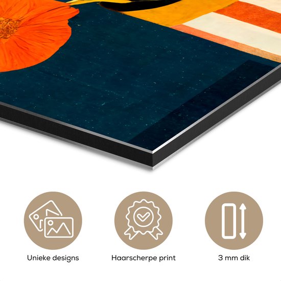 Décoration murale Métal - Aluminium Peinture Industriel - Fleurs - Vase - Tableau - Plantes - 30x40 cm - Dibond - Photo sur aluminium - Décoration murale industrielle - Pour le salon/chambre